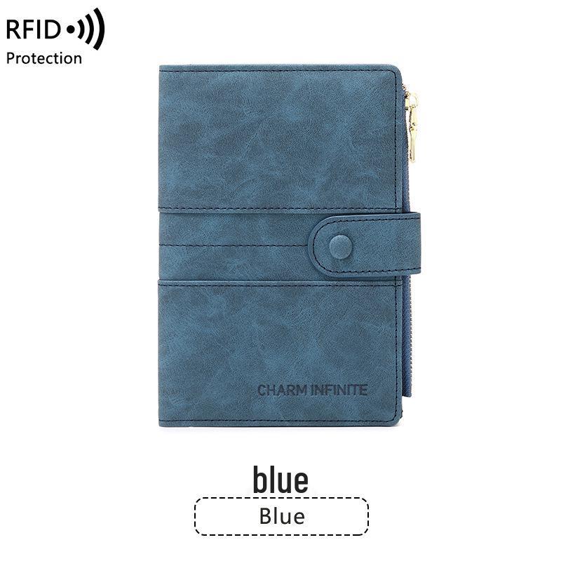 Multifunctional RFID Anti-theft Passport Holder with Zipper and Buckle