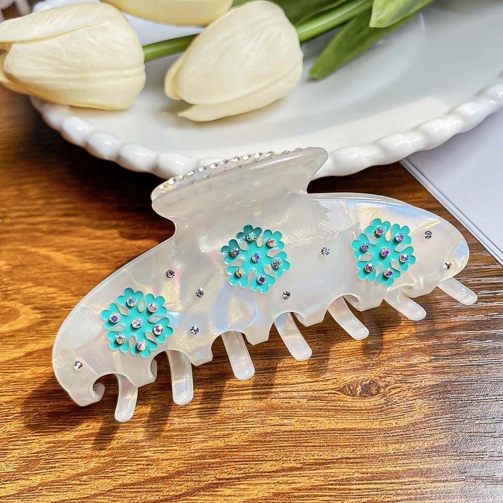 Elegant Snowflake Shark Clip Contrast Color Acrylic Hair Claw Iridescent Hair Claw  Girls