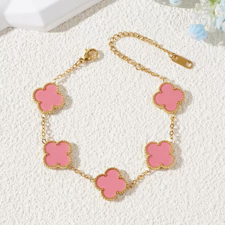 Pulsera de trébol de cuatro hojas de 15 mm - Joyería clásica de cinco flores, oro de 18k, no se decolora.