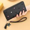 New Long Women Wallet With Heart-Shaped Korean Style Tassel Embroidery Card Holder For Women