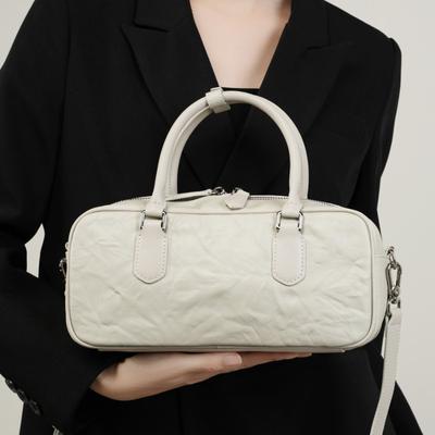 Leather Women's Bags Autumn and Winter New Niche Bowling Bags Handbags Commuting High-end Underarm Oblique Span Bags