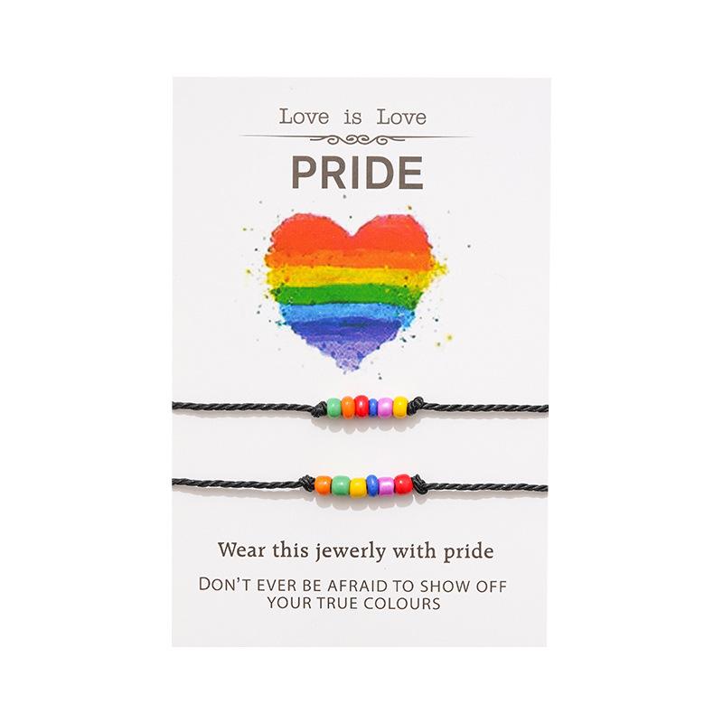 2pcs/set New Friendship DIY Bracelet For Couples Volcanic stone Charm Bead Bangles Women Man Lucky Wish Card Jewelry