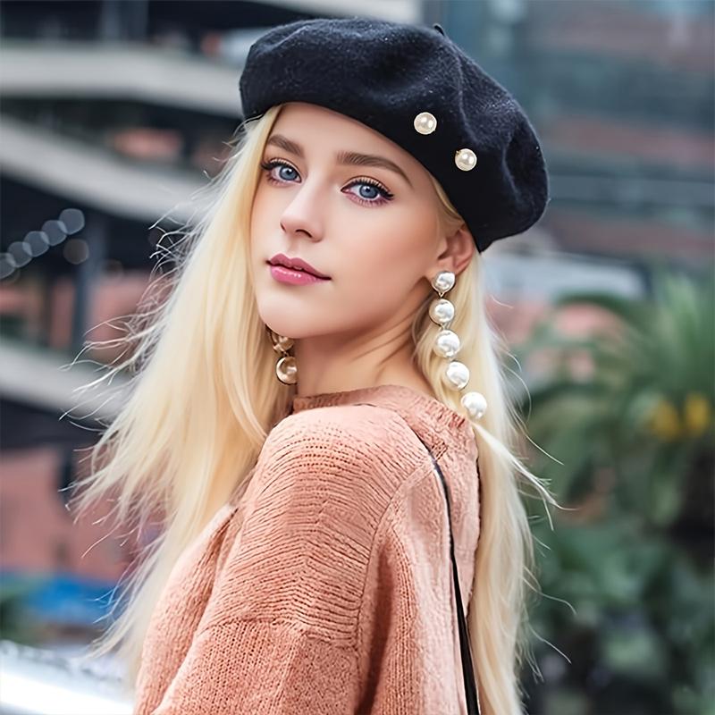 56cm Malířská čepice Lehký Perlový Baret Retro Kšiltovka Vintage Tenká Vintage Vlna Francouzská Dámská Podzimní