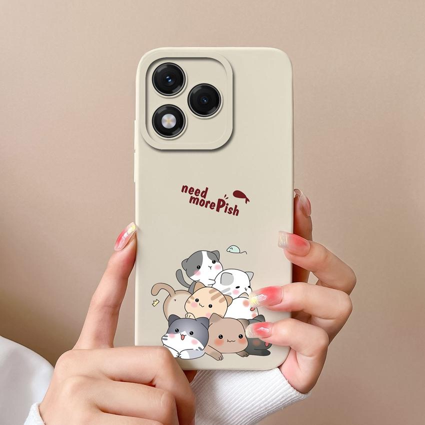 Für Huawei Honor X6b 400 Lite X9c X7c X60 X5b X8 X8c Schöne Katze Eule Muster Quadrat Weiche Flüssigkeit Silikon Anti Fingerprint Shell Für Huawei Stoßstange Abdeckung