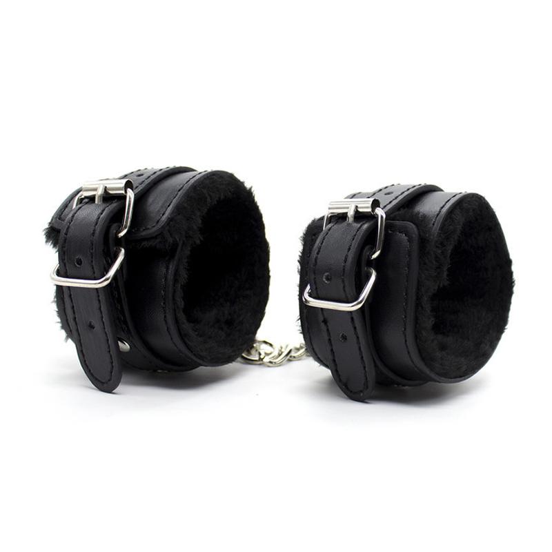 Leather Bdsm Handcuffs Sexy Ankle cuffs Adult Sex Toys for Womans Couples Fluffy Handcuffs Bdsm Slave Bondage Cuffs Sex Shop