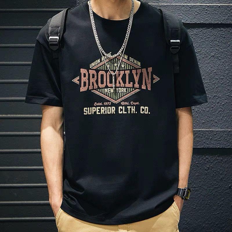 

Мужская футболка из хлопка, плотная, летняя, красивая, с коротким рукавом, 2025, новая, свободная, большая, для полных, однотонная, модная 3XL