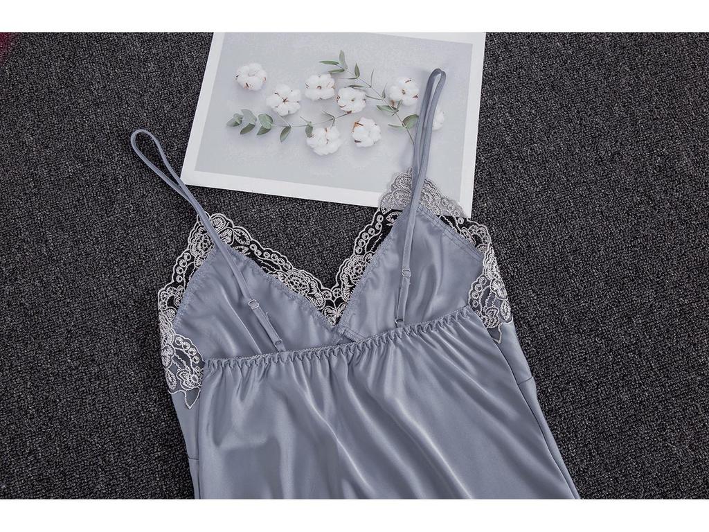 Yao Ting Satin Chiffon Five-Piece Pajama Set: Ice Silk, Casual, Sexy, with Chest Pads for Spring/Summer