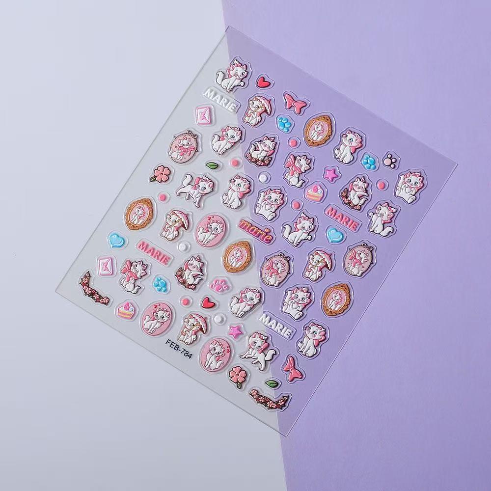 6D Embossed Stereo Sticker Book - Playful Cat Nail Art Stickers for Kids