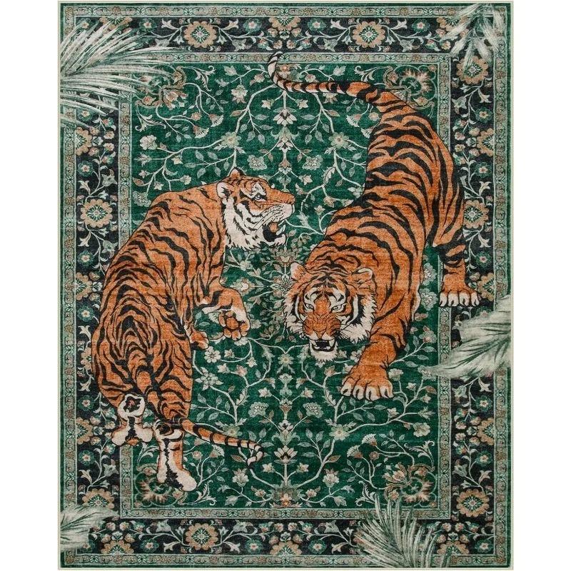 Senior Jungle Tiger Pattern Cute Room Decor Rugs Soft Antiskid Living Room Dining Room Carpet Easy Cleaning Entrance Door Mat