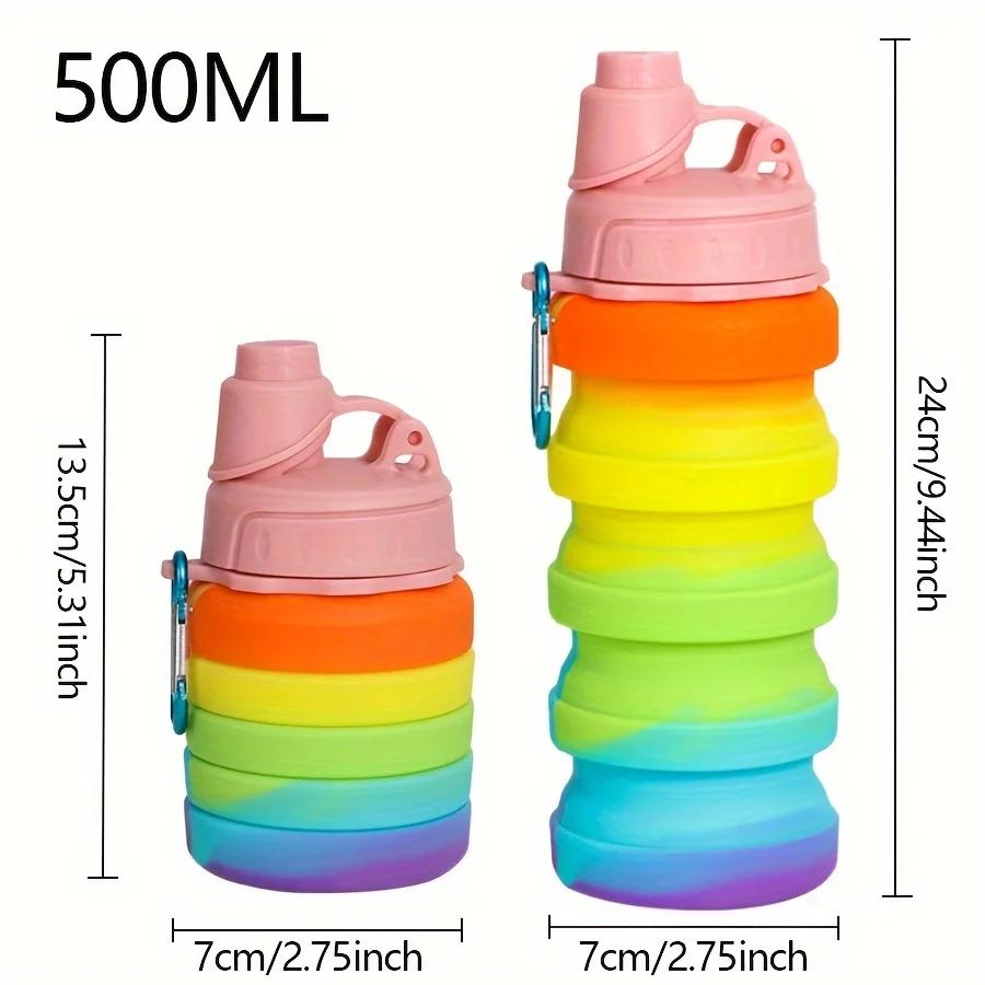Silicone Foldable Water 420/500ml Bottle for Sports Leakproof Water Bottle with Carabiner Collapsible Cycling Water Bottle