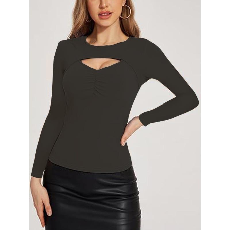 Dámská móda Ležérní Jaro Podzim Jednobarevný potisk Halenky a košile do O s dlouhým rukávem