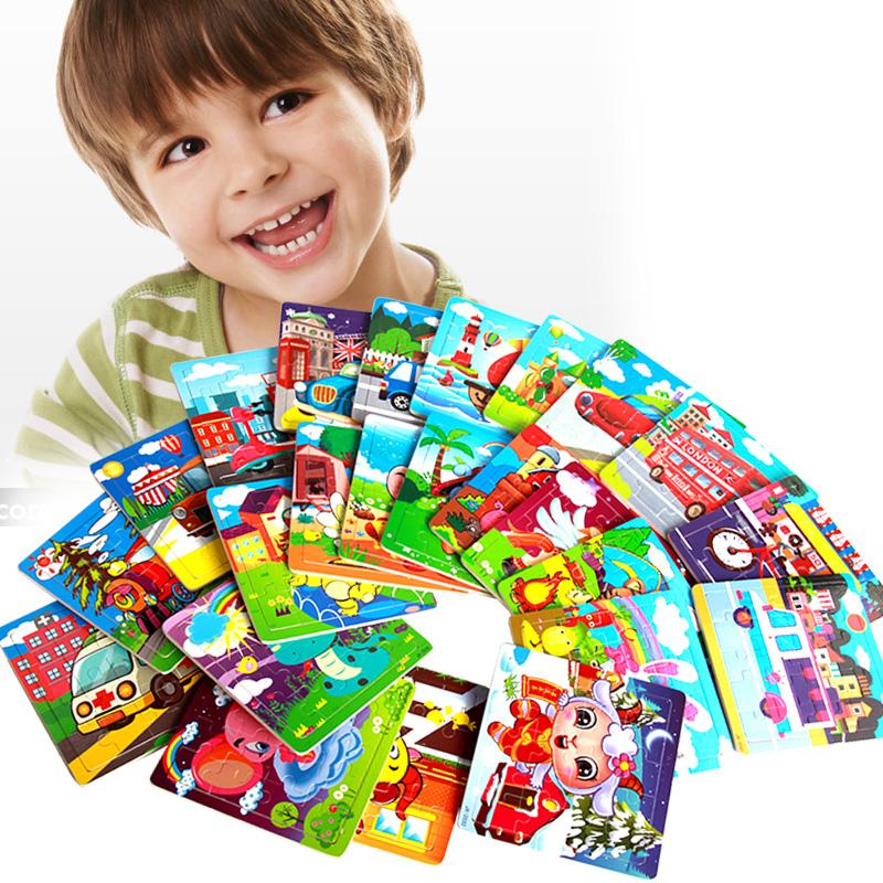 20 Piece Wooden 3D Puzzle Cartoon Animal Vehicle Jigsaw Montessori Educational Toys for Kids Baby Aged 3-6 Years