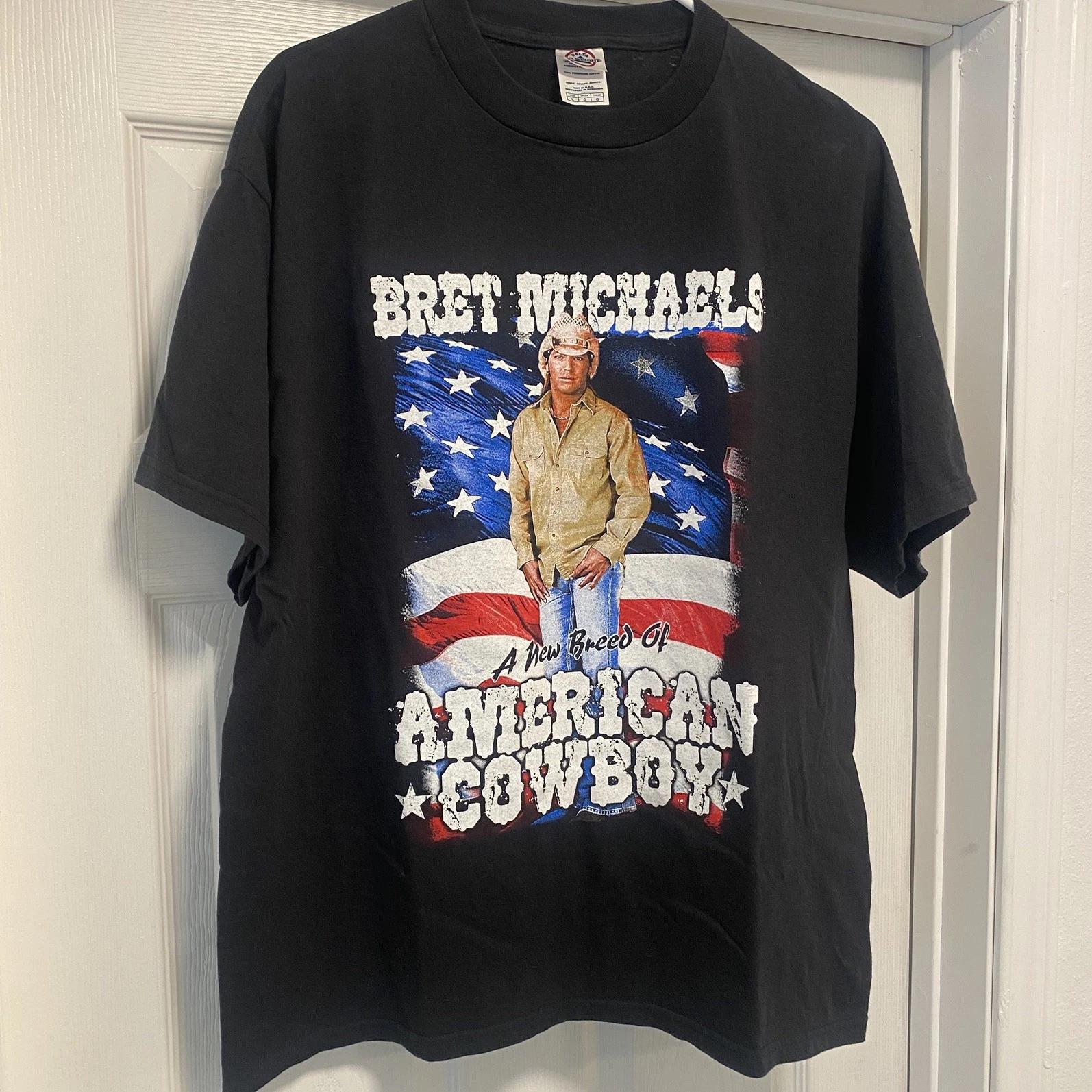 

BRET MICHAELS Concert Tour T-Shirt 2005 “American Cowboy” Size Large Black Tee 4XL