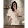 Women's Loose-Fit Korean U-Neck White T-Shirt - Short-Sleeved, Slim, Solid Color, Perfect for Summer