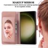 For Samsung Galaxy S24 Ultra Cell Phone Cases Folio Flip Leather Protection Cover with Mirror