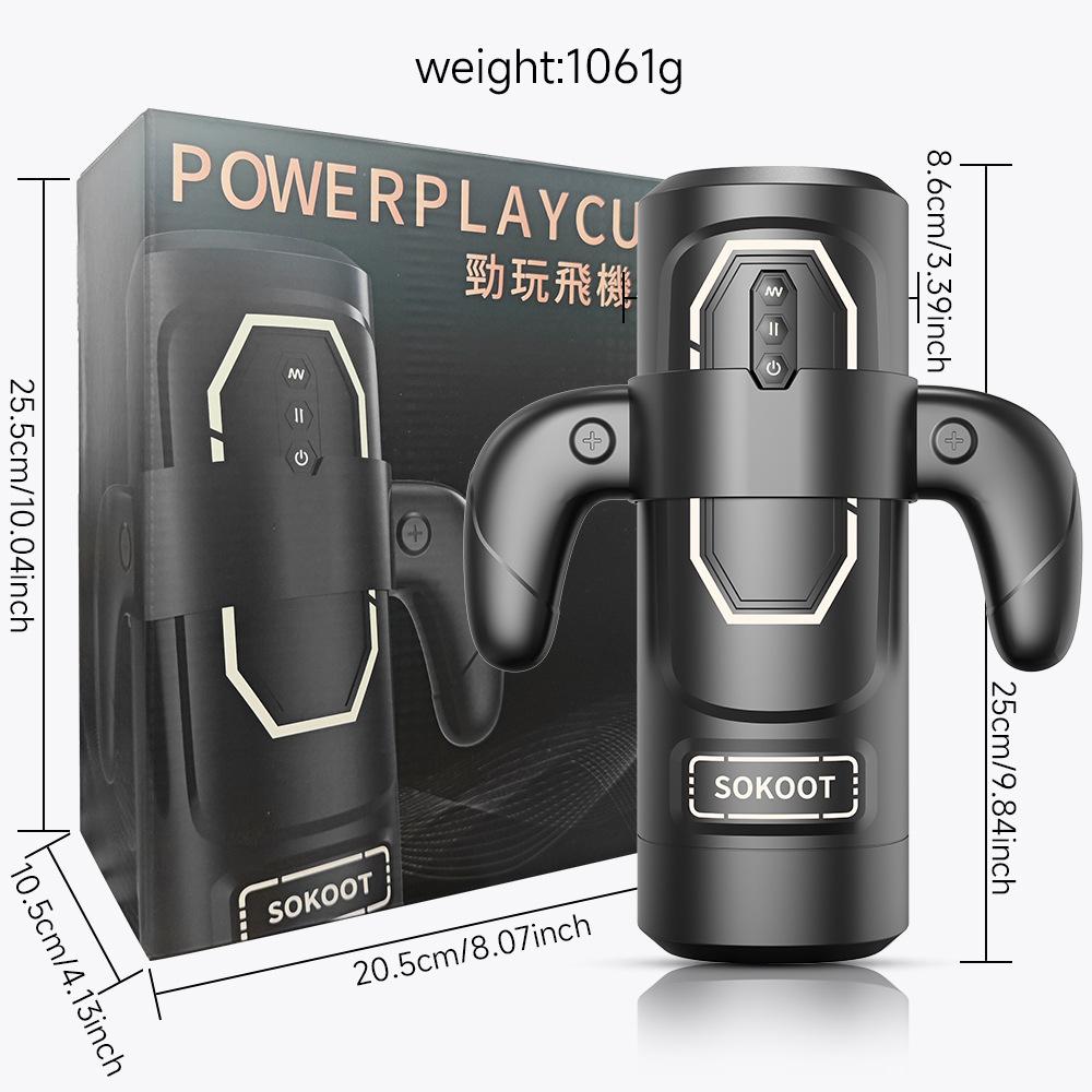 Automatic Thrusting Sucking Male Masturbator Cup Heating Penis Trainer Massager Pocket Pussy with Handle Sex Machine for Men Gay