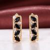 Huitan Gorgeous Marquise Black CZ Gold Color Hoop Earrings for Women New Fashion Female Ear Accessories Wedding Party Jewelry