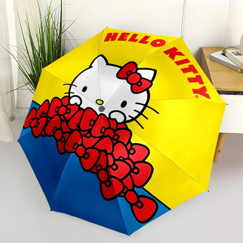 1ks Automatický dáždnik Hello Kitty Odolný železný rám a plastová rukoväť, Darček pre mužov a ženy, Pevná konštrukcia, Najlepší na Vianoce, Helloween, Hru