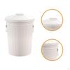 Outdoor Metal Trash Can with Lid Compost Bin 17 L Practical Kitchen Beige Sturdy Waste Iron