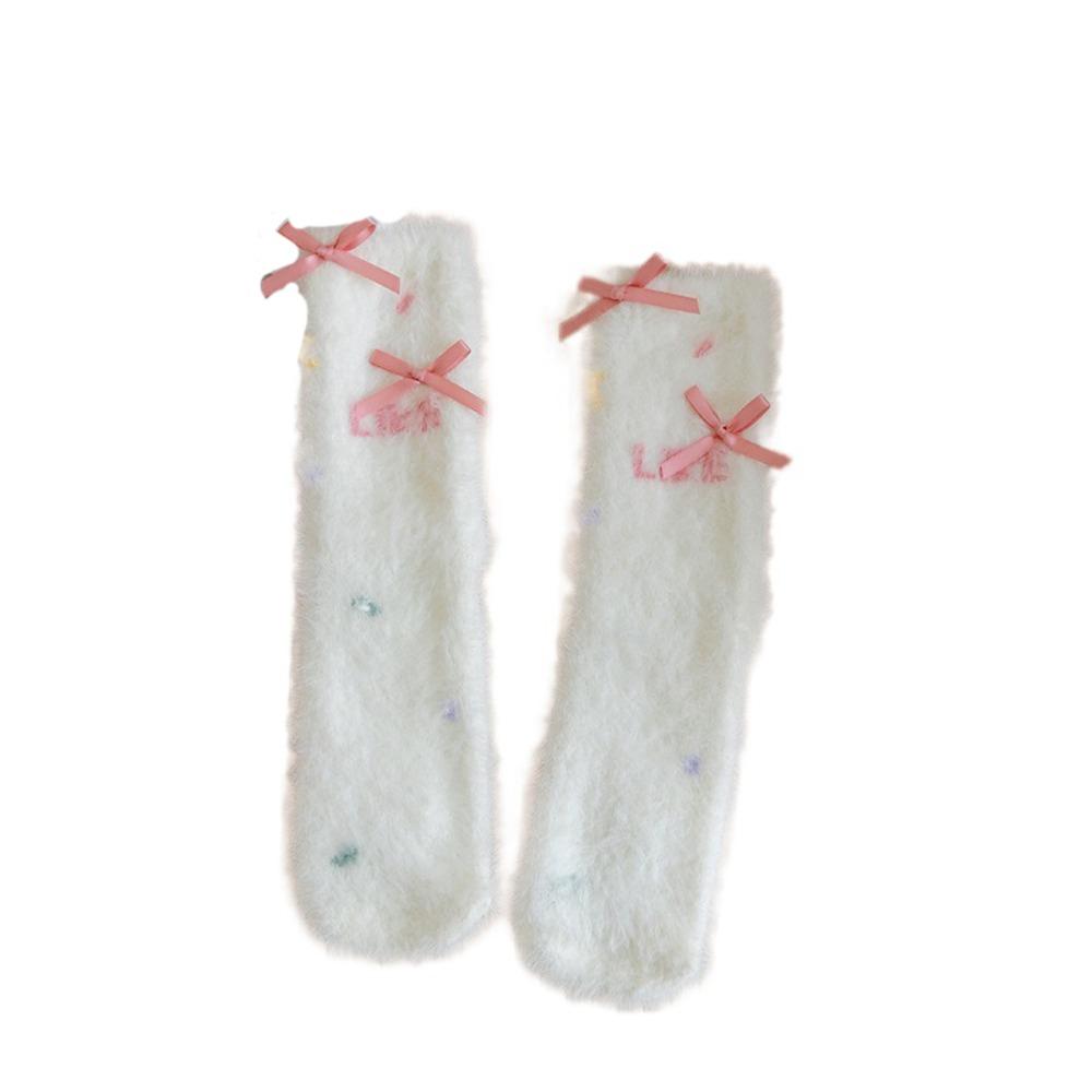 Cute Eyes Plush Dot Socks Soft Thicken Warm Socks Ins Mink Fur Socks Girls