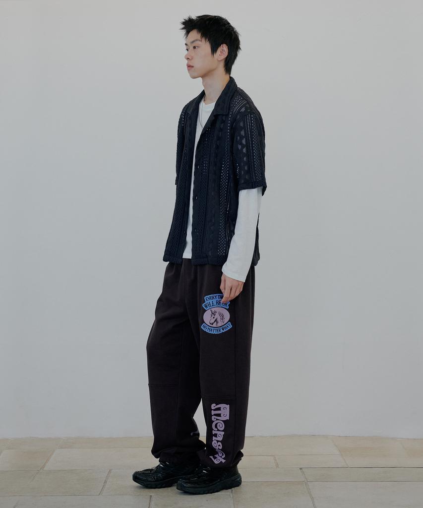 NUAKLE Punched Crochet Shirt_Navy