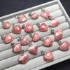 Healing Crystal Stones Natural Rhodochrosite Heart Crystal Silver Clasp Pendant for America and Europe Pop