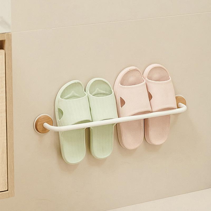 Beukenwit Badkamerslipperrek, Handdoekrek zonder boren, Badkamerplank, Schoenenorganizer, Toiletwandmontagebeugel, Afwatering