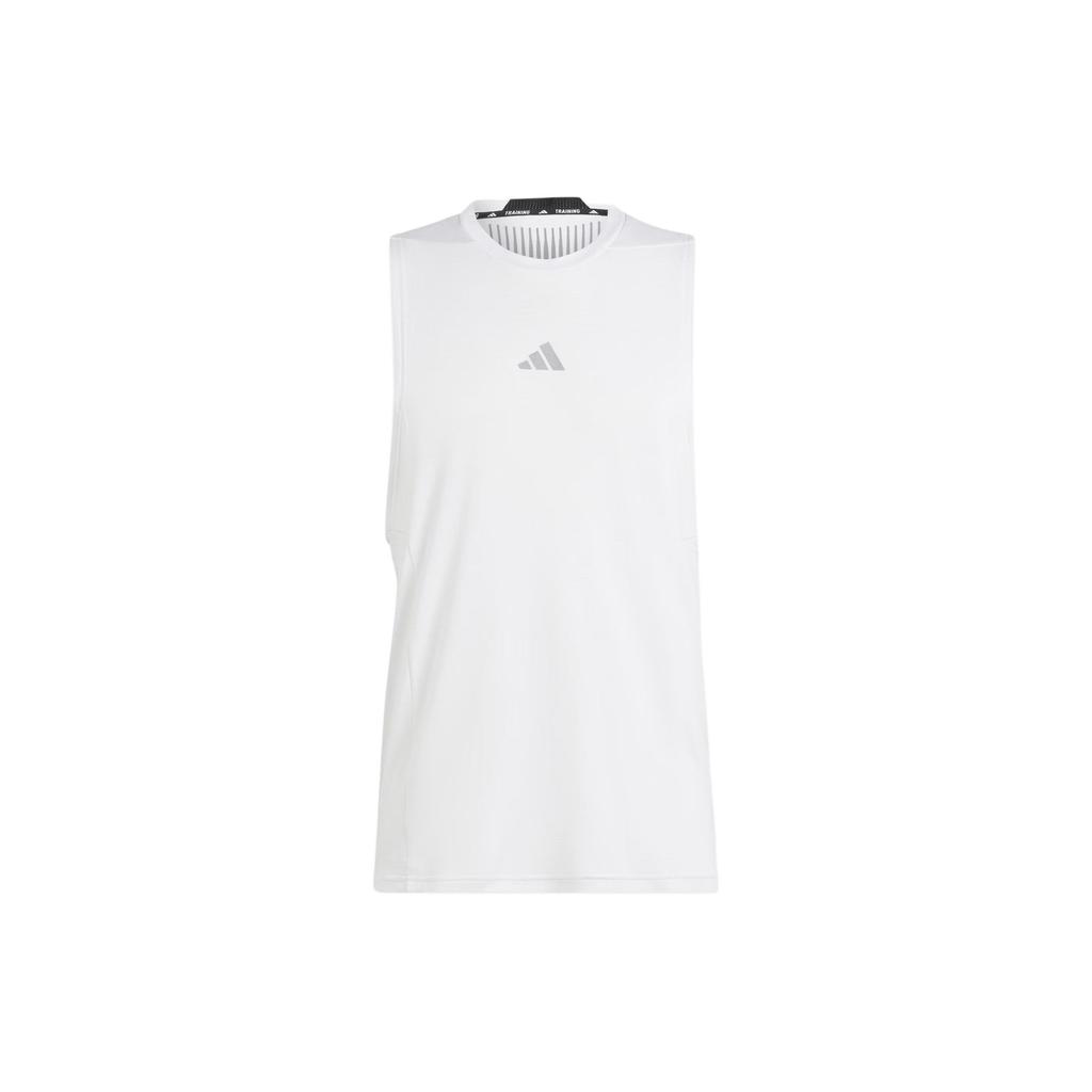Adidas Tank Tops Men's White Crew Neck Moderate Straight Fit IS3709