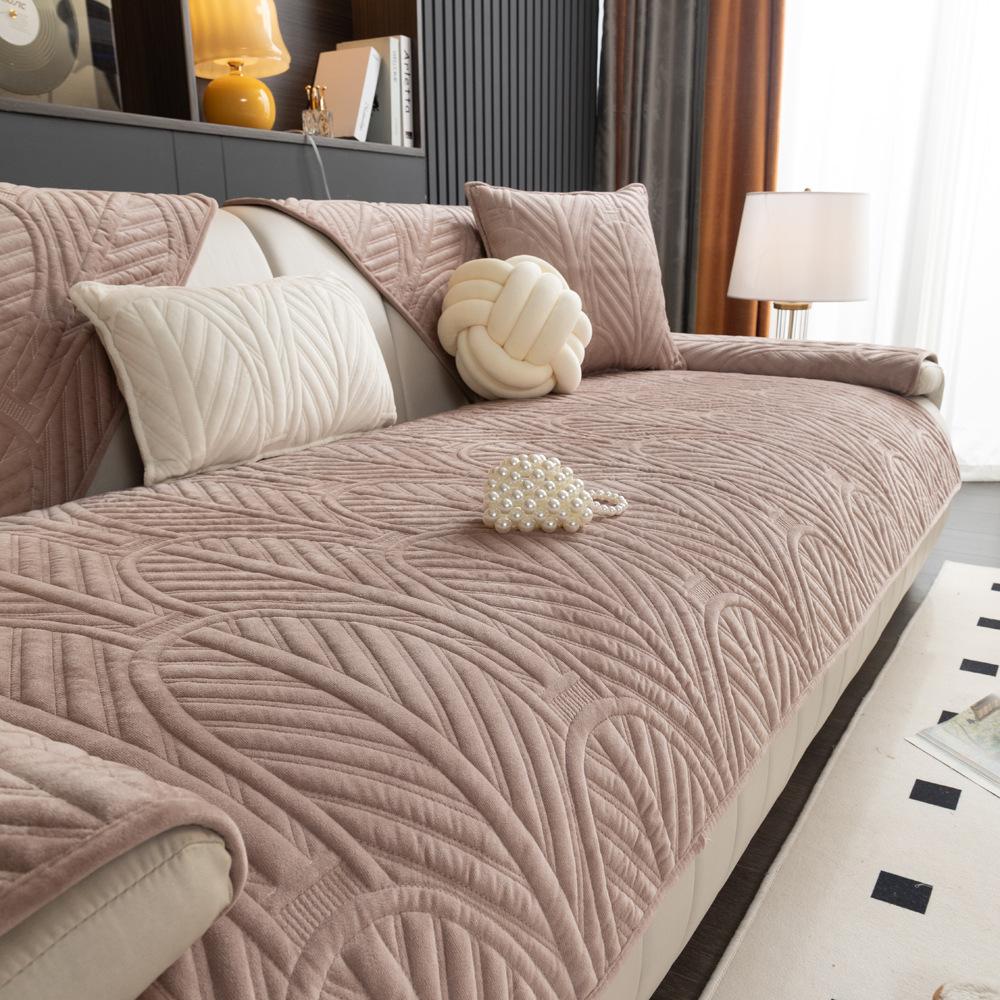Winter Milk Fiber Sofa Cushion Four Seasons Universal Leather Non-Slip Seat Cushions Exclusive Cover Cloth Cover Cover