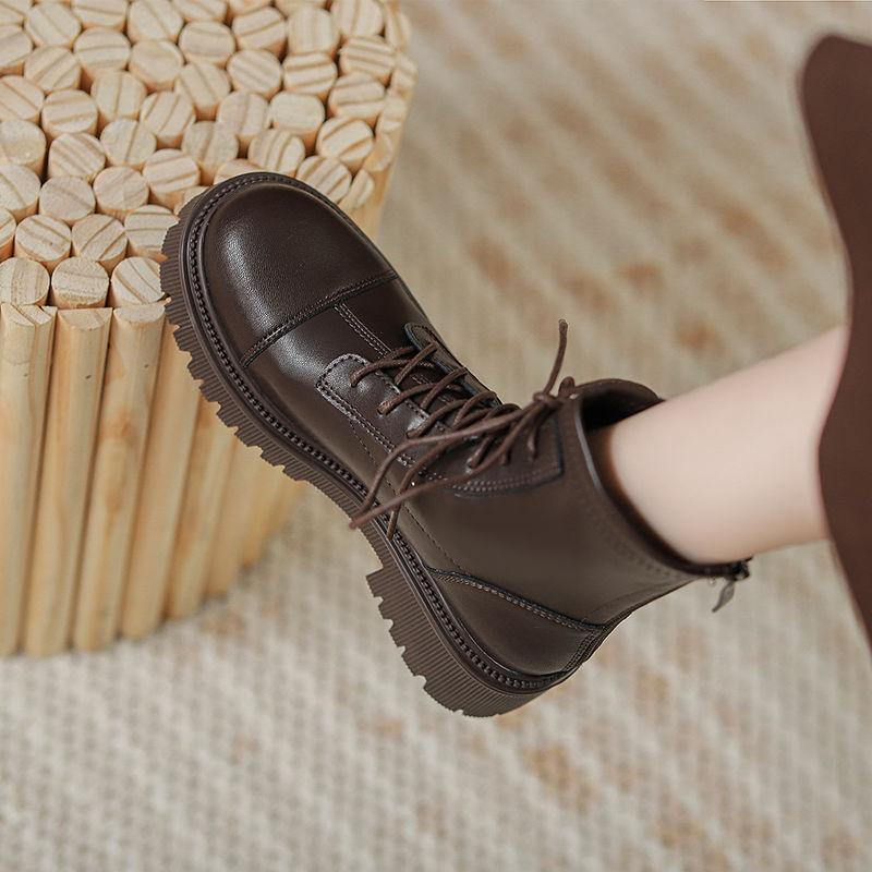 Handsome British Style Slimming Thick Soled Motorcycle Boots Women'S Short Boots Versatile Autumn And Winter Fashion