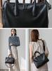 VITAFELICE Women's Striped 2-Way Mini Boston Shoulder Bag (inb-10070p) (Black)