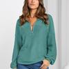 Women's European & American V-Neck Pullover Hoodie - Autumn/Winter Fashion, Solid Color, Loose Fit