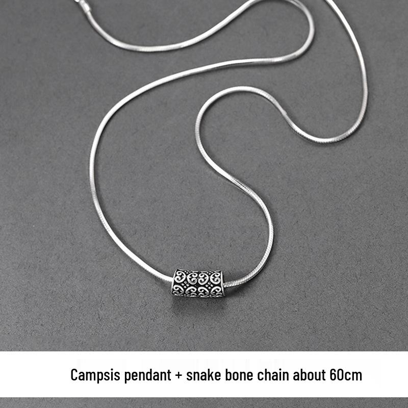 Men's Snake Bone Chain Silver Necklace - Trendy Minimalist Jewelry, Retro Pendant, Valentine's Day Gift for Boyfriend