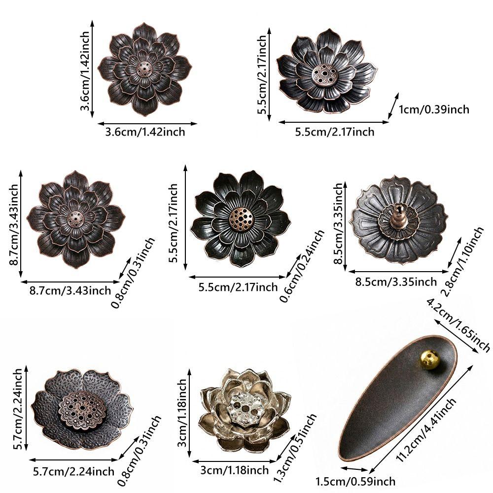 Multi-Hole Lotus Censer Alloy Incense Stick Holder Simple Incense Tray  Temples Home Office