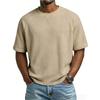 Herren Casual T-Shirt Waffelstrick Lockerer Schnitt T-Shirts für Mann Einfarbige Kurzarm-T-Shirts Übergroßer Schnitt Strukturierter Stoff Rundhalsausschnitt