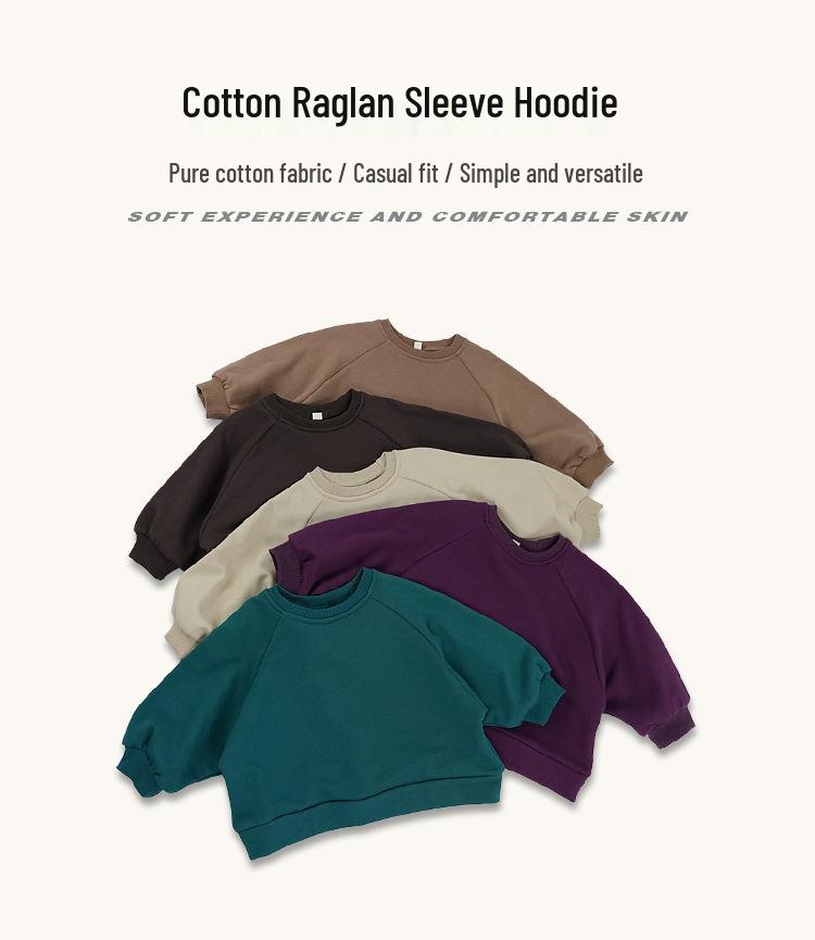 Korean Style Unisex Baby Sweatshirt - Thick Pure Cotton, Trendy Round Neck for Spring & Autumn