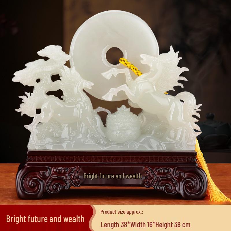 Jade Horse Figurine: Auspicious Zodiac Ornament for Wealth and Peace