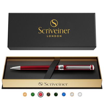 Scriveiner Ballpoint Pen Finest Chrome Finish Schmidt Black Refill Best Ballpoint Pen Gift Set for Men and Women Businessmen Executives Office Deep