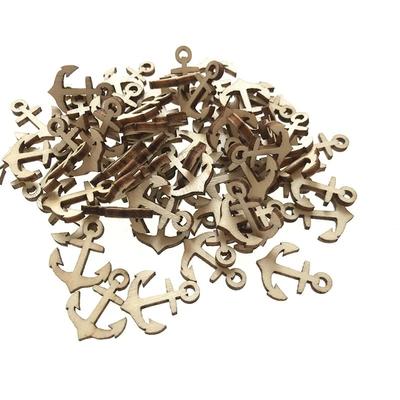100 Stück 20mm Holzanker-Ruderform Dekoration zum Bemalen Unfertige Kleine Holzanker-Ruder-Ausschnitte für Kunst-DIY-Bastelarbeiten
