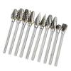 Electric Grinding Accessories 10pcs 0.12*0.24inch Tungsten Steel Carbide Milling Cutter for Rotary Burr Tool Set CNC
