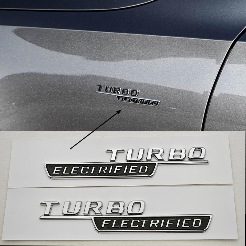 3D ABS Car Letters Logo Turbo Electrified Badge Side Fender Emblem Decals For Mercedes Benz AMG C Class C43 C63 Etc Accessories