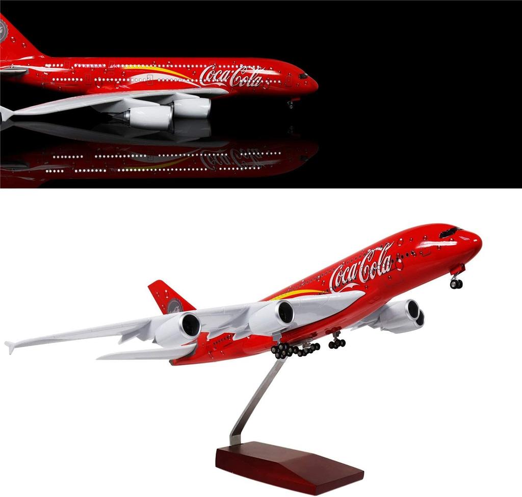 1/160 Scale 50.5CM Airplane Airbus A380 Air France Airline Model W LED Light & Wheel Diecast Plastic Resin Plane For Collection