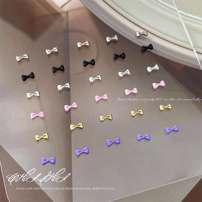 5Pcs Mini Alloy Bow Nail Charms 3D Bowknot Nail Art Decoration Accessories For Diy Manicure Korean Design