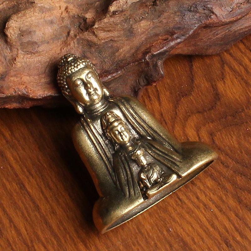 5Cm Chinese Buddhism Pure Copper Bronze Shakyamuni Buddhas Statue Table Pure Brass Antique Tea Pet Ornament ONESIZE