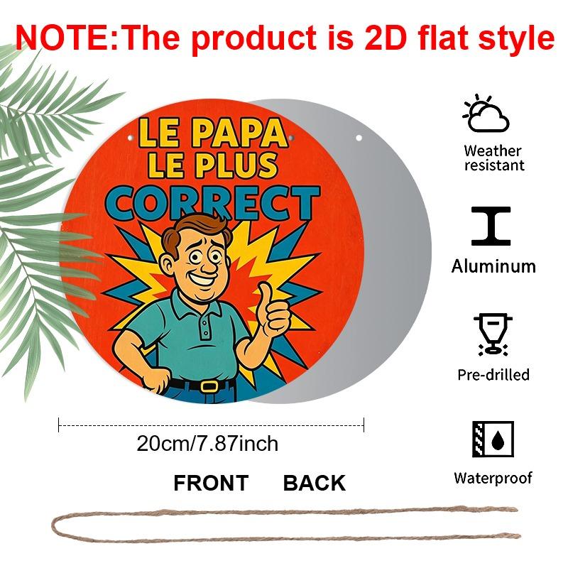 2D Vlakke Aluminium Vaderdag-thema Ornamenten in Verschillende Maten. Met een leuke, cartoonachtige weergave van een vader in het Frans, zijn deze ideaal
