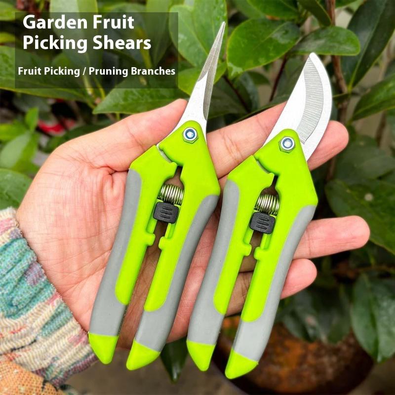 Pruning Shears Fruit Picking Scissors Steel PP TPR Handles 2 Pcs