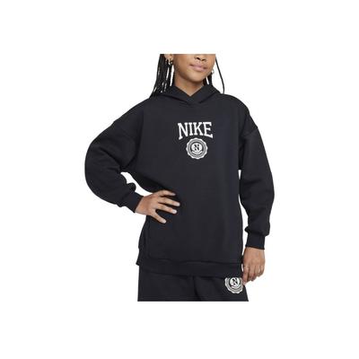 Nike Abbigliamento sportivo Club Fleece Morbido Confortevole Largo Caldo Felpa con cappuccio Felpe per bambini Nero Bianco HJ3371-010