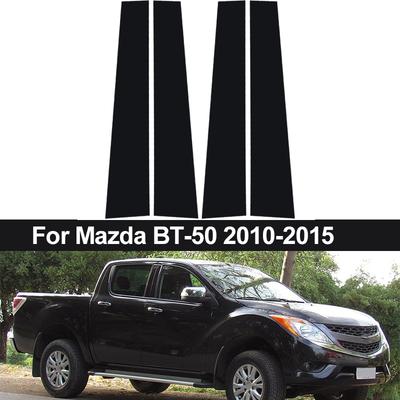 4 szt. Błyszczący czarny materiał PC efekt lustra nakładka wykończeniowa słupka B/C na środkowy słupek okna drzwi samochodu pasuje do Mazda BT-50 2010-2015