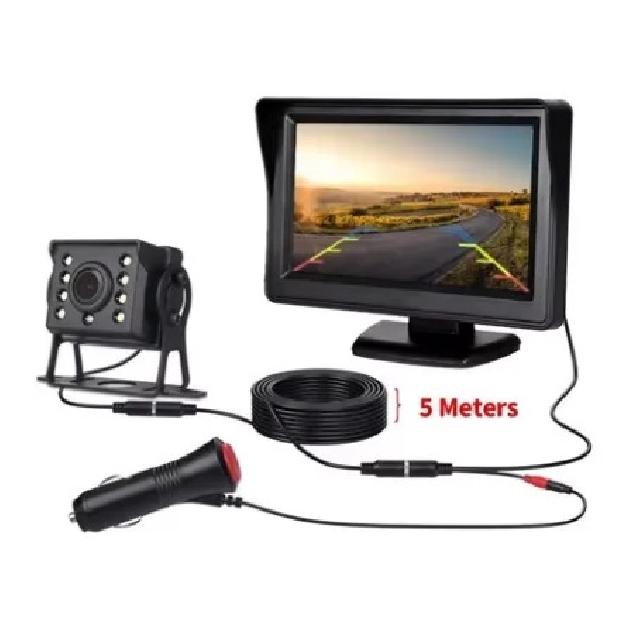 

Car video rearview 4.3 display HD night vision 8LED lights reversing image car camera 12V-24V ultra-clear screen video Video plus 5M