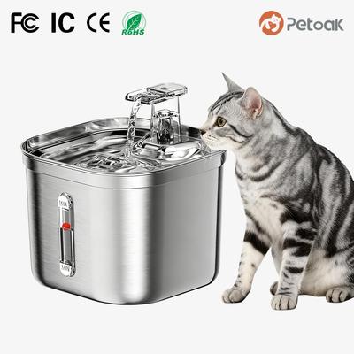 Fontanella Automatica Portatile in Acciaio Inossidabile per Gatti con Flusso d'Acqua Corrente IPX6 Impermeabile Dispenser d'Acqua per Animali Domestici per Uccelli Uso Multi-Animale
